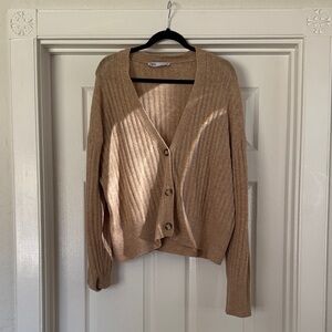 Zara Camel Ribbed Cardigan